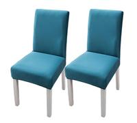 xapuo Elastic Chair Cover For Home and Office - Stretchy Polyester Spandex Seat with Hem, Fits Standard Chairs(Blue,2PCS)