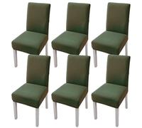 xapuo Elastic Chair Cover For Home and Office - Stretchy Polyester Spandex Seat with Hem, Fits Standard Chairs(Green1,6PCS)