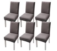 xapuo Elastic Chair Cover For Home and Office - Stretchy Polyester Spandex Seat with Hem, Fits Standard Chairs(Silver,6PCS)