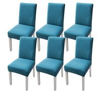 xapuo Elastic Chair Cover For Home and Office - Stretchy Polyester Spandex Seat with Hem, Fits Standard Chairs(Blue,6PCS)