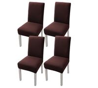 xapuo Elastic Chair Cover For Home and Office - Stretchy Polyester Spandex Seat with Hem, Fits Standard Chairs(Brown,4PCS)