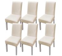 xapuo Elastic Chair Cover For Home and Office - Stretchy Polyester Spandex Seat with Hem, Fits Standard Chairs(White1,6PCS)