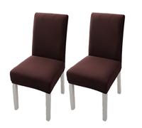 xapuo Elastic Chair Cover For Home and Office - Stretchy Polyester Spandex Seat with Hem, Fits Standard Chairs(Brown,2PCS)