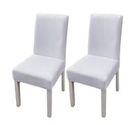 xapuo Elastic Chair Cover For Home and Office - Stretchy Polyester Spandex Seat with Hem, Fits Standard Chairs(White,2PCS)