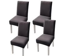 xapuo Elastic Chair Cover For Home and Office - Stretchy Polyester Spandex Seat with Hem, Fits Standard Chairs(Gray,4PCS)