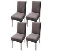 xapuo Elastic Chair Cover For Home and Office - Stretchy Polyester Spandex Seat with Hem, Fits Standard Chairs(Silver,4PCS)
