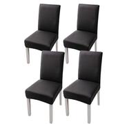 xapuo Elastic Chair Cover For Home and Office - Stretchy Polyester Spandex Seat with Hem, Fits Standard Chairs(Black,4PCS)