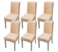 xapuo Elastic Chair Cover For Home and Office - Stretchy Polyester Spandex Seat with Hem, Fits Standard Chairs(Beige,6PCS)