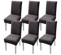 xapuo Elastic Chair Cover For Home and Office - Stretchy Polyester Spandex Seat with Hem, Fits Standard Chairs(Gray,6PCS)