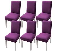 xapuo Elastic Chair Cover For Home and Office - Stretchy Polyester Spandex Seat with Hem, Fits Standard Chairs(Purple,6PCS)