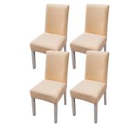 xapuo Elastic Chair Cover For Home and Office - Stretchy Polyester Spandex Seat with Hem, Fits Standard Chairs(Beige,4PCS)
