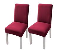 xapuo Elastic Chair Cover For Home and Office - Stretchy Polyester Spandex Seat with Hem, Fits Standard Chairs(Red,2PCS)