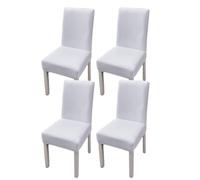 xapuo Elastic Chair Cover For Home and Office - Stretchy Polyester Spandex Seat with Hem, Fits Standard Chairs(White,4PCS)