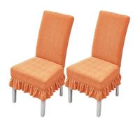 xapuo Elastic Non-Slip Striped Chair Cover - Wear-Resistant, Dust-Proof Polyester with Ruffle Edge For Easy Fit & Home Office Use(Orange,2PCS)