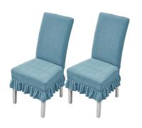 xapuo Elastic Non-Slip Striped Chair Cover - Wear-Resistant, Dust-Proof Polyester with Ruffle Edge For Easy Fit & Home Office Use(Blue1,2PCS)