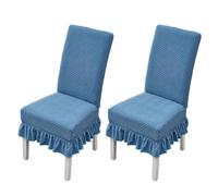 xapuo Elastic Non-Slip Striped Chair Cover - Wear-Resistant, Dust-Proof Polyester with Ruffle Edge For Easy Fit & Home Office Use(Blue,2PCS)
