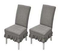 xapuo Elastic Non-Slip Striped Chair Cover - Wear-Resistant, Dust-Proof Polyester with Ruffle Edge For Easy Fit & Home Office Use(Gray,2PCS)