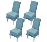 xapuo Elastic Non-Slip Striped Chair Cover - Wear-Resistant, Dust-Proof Polyester with Ruffle Edge For Easy Fit & Home Office Use(Blue1,4PCS)