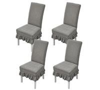xapuo Elastic Non-Slip Striped Chair Cover - Wear-Resistant, Dust-Proof Polyester with Ruffle Edge For Easy Fit & Home Office Use(Gray,4PCS)