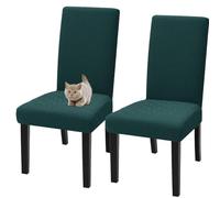 xapuo Funda Elástica Extensible para Sillas De Comedor - Desenfundable Y Lavable A Máquina para Cocina, Restaurante, Banquete En Casa Fiesta(Dark Green,2pcs)
