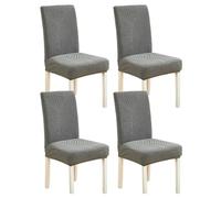 xapuo Funda elástica para Silla de Comedor con Estampado de Hojas, Funda de Terciopelo Jacquard de poliéster para sillas sin Brazos, para el hogar, hoteles y restaurantes.(Gray,4PCS)