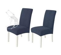 xapuo Fundas Impermeables Elásticas para Sillas de Cocina, Comedor & Banquetes - Ajuste Total, Antideslizante(Navy Blue,2pcs)