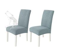 xapuo Fundas Impermeables Elásticas para Sillas de Cocina, Comedor & Banquetes - Ajuste Total, Antideslizante(Grey Blue,2pcs)