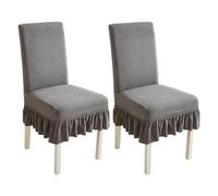 xapuo Stretch Chair Cover with Ribbed Fleece - Elastic Fit, Machine Washable for Home, Dining Room, Hotel & Office Use(Gray,2PCS)