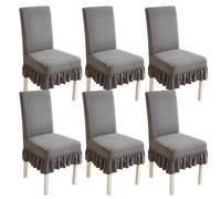 xapuo Stretch Chair Cover with Ribbed Fleece - Elastic Fit, Machine Washable for Home, Dining Room, Hotel & Office Use(Gray,6PCS)