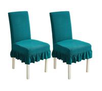 xapuo Stretch Chair Cover with Ribbed Fleece - Elastic Fit, Machine Washable for Home, Dining Room, Hotel & Office Use(Blue1,2PCS)