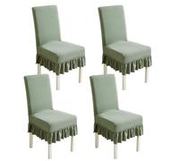 xapuo Stretch Chair Cover with Ribbed Fleece - Elastic Fit, Machine Washable for Home, Dining Room, Hotel & Office Use(Green,4PCS)