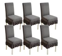 xapuo Stretch Chair Cover with Ribbed Fleece - Elastic Fit, Machine Washable for Home, Dining Room, Hotel & Office Use(Gray1,6PCS)