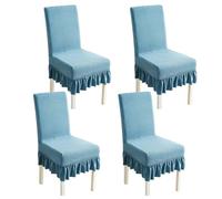 xapuo Stretch Chair Cover with Ribbed Fleece - Elastic Fit, Machine Washable for Home, Dining Room, Hotel & Office Use(Blue,4PCS)