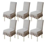 xapuo Stretch Chair Cover with Ribbed Fleece - Elastic Fit, Machine Washable for Home, Dining Room, Hotel & Office Use(Silver,6PCS)