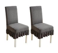 xapuo Stretch Chair Cover with Ribbed Fleece - Elastic Fit, Machine Washable for Home, Dining Room, Hotel & Office Use(Gray1,2PCS)