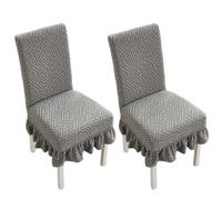 xapuo Stretch Chair Covers with Ruffled Skirt - Elastic Dining Seat Protector, Machine Washable, For Home, Restaurants, Weddings & Banquets(Gray2,2PCS)