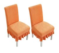 xapuo Stretch Chair Covers with Ruffled Skirt - Elastic Dining Seat Protector, Machine Washable, For Home, Restaurants, Weddings & Banquets(Orange,2PCS)