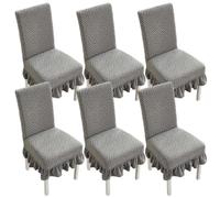 xapuo Stretch Chair Covers with Ruffled Skirt - Elastic Dining Seat Protector, Machine Washable, For Home, Restaurants, Weddings & Banquets(Gray2,6PCS)