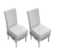xapuo Stretch Chair Covers with Ruffled Skirt - Elastic Dining Seat Protector, Machine Washable, For Home, Restaurants, Weddings & Banquets(Gray,2PCS)