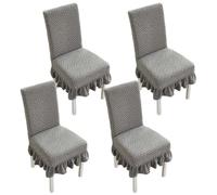 xapuo Stretch Chair Covers with Ruffled Skirt - Elastic Dining Seat Protector, Machine Washable, For Home, Restaurants, Weddings & Banquets(Gray2,4PCS)