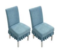 xapuo Stretch Chair Covers with Ruffled Skirt - Elastic Dining Seat Protector, Machine Washable, For Home, Restaurants, Weddings & Banquets(Blue1,2PCS)