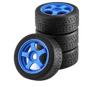 XAQRYQO Neumáticos de Coche RC para ARRMA para Infraction 6S F1 para Limitless 1/7 RC Car 4 Piezas Rueda De Plástico Actualización Neumático Goma RC Control Remoto Accesorio para Automóvil(Blue)