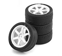 XAQRYQO Neumáticos de Coche RC para TT01 para TT02 para XV01 1/10 RC Car Pieza De Actualización para Racing 4PCS Neumáticos 68 Mm En Carretera para Touring Drift Tire Wheel(White)