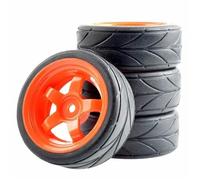XAQRYQO Piezas de radiocontrol para HSP para HPI 6030-6081 1:10 RC Carrero En Carretera para Carreras De 4 Piezas Tires Goma Actualización La Rueda Plástico(Orange)