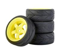 XAQRYQO Piezas de radiocontrol para HSP para HPI 6030-6081 1:10 RC Carrero En Carretera para Carreras De 4 Piezas Tires Goma Actualización La Rueda Plástico(Yellow)