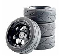 XAQRYQO Piezas de radiocontrol para HSP para HPI 6030-6081 1:10 RC Carrero En Carretera para Carreras De 4 Piezas Tires Goma Actualización La Rueda Plástico(Black)
