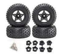 XAQRYQO Piezas para Coches RC para Traxxas para Slash para ARRMA para SENTON 1/8 1/10 RC Car 4 Uds. Neumático De Camión Recorrido Corto 110mm con Rueda Hexagonal 12mm 14mm 17mm(Black)