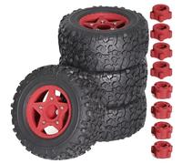 XAQRYQO Piezas para Coches RC para Traxxas para Slash para ARRMA para SENTON 1/8 1/10 RC Car 4 Uds. Neumático De Camión Recorrido Corto 110mm con Rueda Hexagonal 12mm 14mm 17mm(Red)