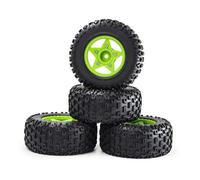 XAQRYQO Piezas para Coches RC para Traxxas para Slash para ARRMA para SENTON 1/8 1/10 RC Car 4 Uds. Neumático De Camión Recorrido Corto 110mm con Rueda Hexagonal 12mm 14mm 17mm(Green)