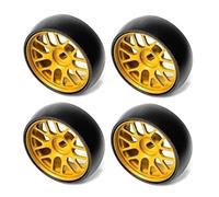 XAQRYQO Piezas para Coches RC para Wltoys 284131 K969 K979 K989 para Kyosho para Mini-Z 1/28 RC Car Parts 26.5Mm Hard Drift Metal Wheel Rim Tires Upgrade(Yellow)